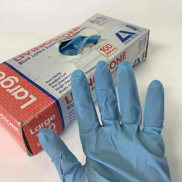 GLOVE, Box of Light Blue Latex (Other Colours Available)